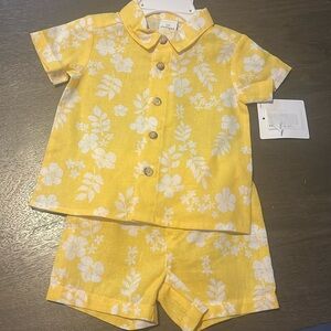 NWT Starting Out Baby Girls Cotton
Linen BUTTON-DOWN T-SHIRT & SHORTS SET